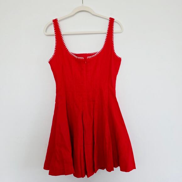 Avec Les Filles Red w/ White Contrast Stitch Mini Dress Sleeveless Size XL - Picture 5 of 10